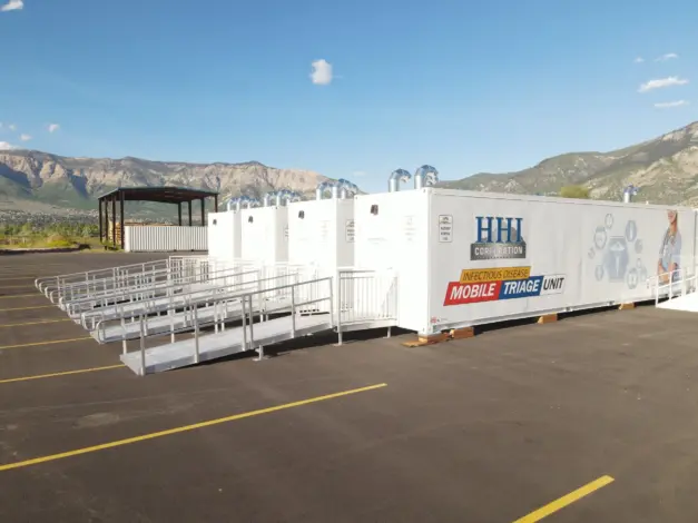 Modular medical units in parking lot