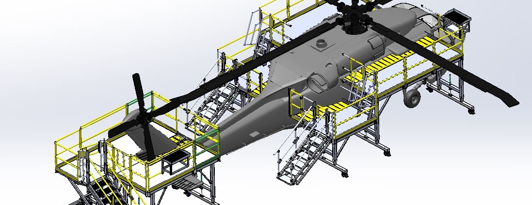 Detailed 3D CAD model of an industrial machine with multiple components.