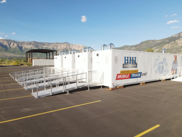 Modular medical units in parking lot