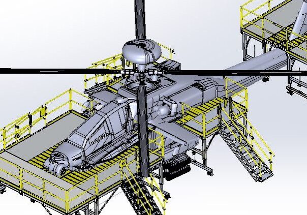 Helicopter with surrounding platforms