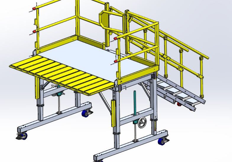 Adjustable height platform with wheels