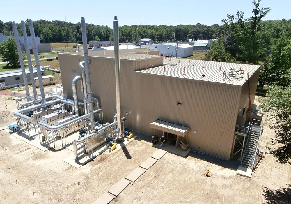 Industrial plant surrounded by greenery